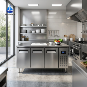 Refrigerador Versátil de 3 Puertas para Debajo del Mostrador, Mesa de Preparación de Cocina Todo en Uno, Refrigerador Multiusos de Sobremesa - Product Image 1
