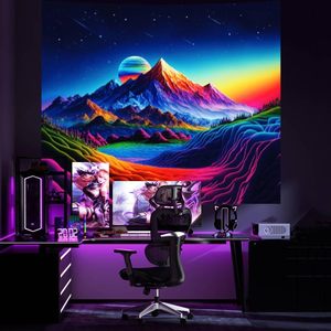 Personnalisé UV Réactif Soleil Nature Forêt Tapisseries Blacklight Affiches Tenture Murale pour Salon Dortoir Motif Imprimé - Product Image 3