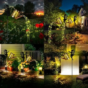 Grande lanterne rétro en métal, arrosoir <span class=keywords><strong>solaire</strong></span> lumineux, lumières de <span class=keywords><strong>douche</strong></span> extérieures étanches, étoiles LED suspendues pour la décoration de jardin - Product Image 6