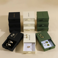 Caja de Regalo de Lujo con Logotipo Personalizado para Joyería, Anillos y Collares, Caja Rígida de Papel Reciclado con Forro de Esponja para Artículos Pequeños