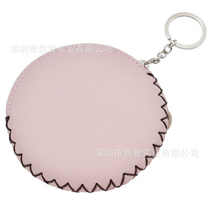 Customized cute round coin purse, PU leather coin <b>case</b>, earphone organizer, drawstring zipper design, creative gift. - Product Image 3
