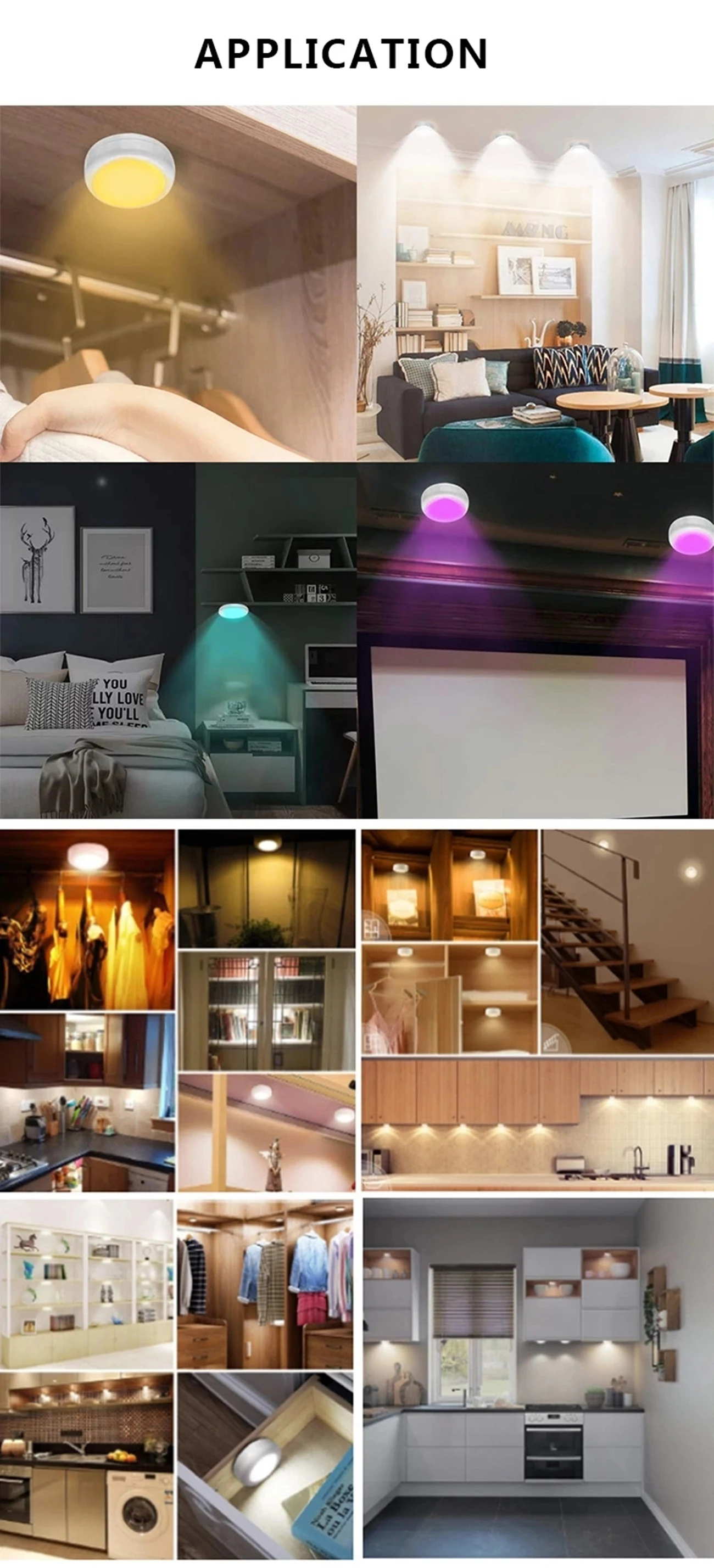 16 Color RGBW LED Closet Lamp Portabole Wireless Dimmable Touch Sensor Kitchen Wardrobe Night Light