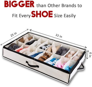 <span class=keywords><strong>Rangement</strong></span> de chaussures sous le lit de haute qualité avec fermeture éclair et poignées, grands contenants pouvant contenir 12 paires de chaussures, organisateurs sous le lit, blanc - Product Image 3