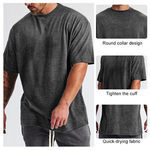 Camisetas personalizadas 210GSM 250GSM 300gsm 100 algodón camiseta de gran tamaño bordado estampado personalizable calidad <span class=keywords><strong>tela</strong></span> camiseta para hombres - Product Image 6