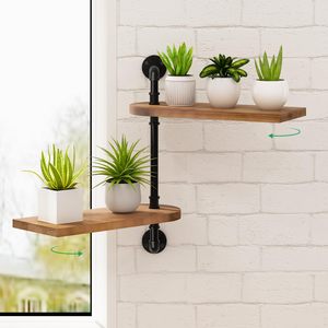 Étagère à plantes à fenêtre rotative à 2 niveaux, support pour plantes d'intérieur <span class=keywords><strong>en</strong></span> <span class=keywords><strong>bois</strong></span>, support <span class=keywords><strong>mural</strong></span> pour plantes - Product Image 1