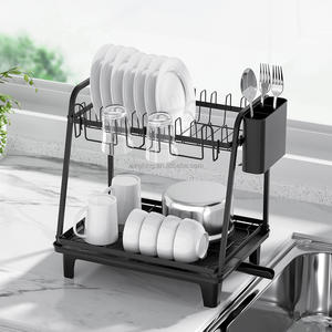 WIREKING Escurridor De Platos De 2 Niveles Con Function De Drenaje Automatico Estantes Fregadero De Cocina Para Utensilios Tabla - Product Image 1