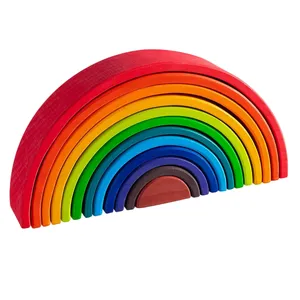 High Quality Educational Toys Wooden Rainbow Stacking Blocks for Kids