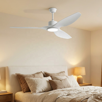 Ventilateur de plafond DC de 62 pouces avec lumière, télécommande, 3 pales en ABS, moteur en cuivre, économie d'énergie, silencieux, design moderne