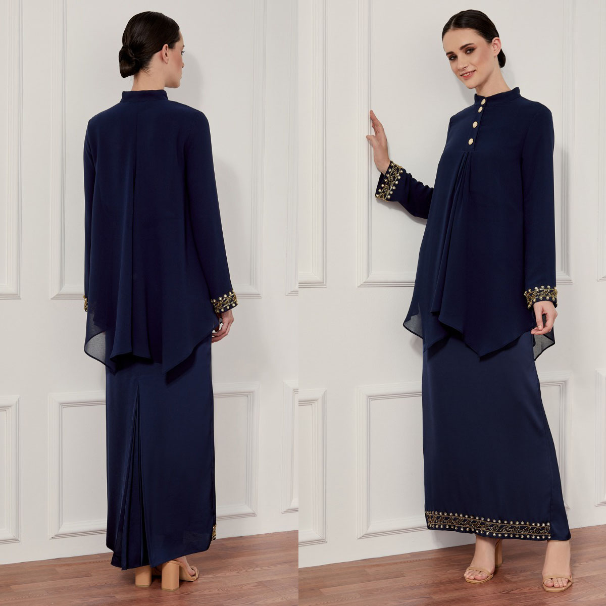 Abaya Gaya Khidmat Baru 2022 Muslim 2 Piece Gamis Dubai Berlapis Bajua Kurung Malaysia