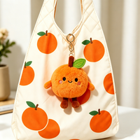 Sac de courses pliable et durable en peluche douce motif fruit d'orange, personnalisable, écologique, avec porte-clés en peluche, OEM ODM, faible MOQ, sac à main en peluche