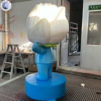 Sculpture de mascotte de dessin animé personnalisée en fibre de verre, statue en résine, sculpture décorative pour extérieur, intérieur, campus, parc, centre commercial