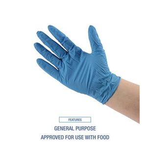 Guantes de Nitrilo Desechables Grandes Azules sin Polvo Boardwalk, 5 Mil, 100 Guantes/Caja, 10 Cajas/Cartón - Product Image 1