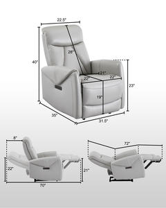 Sillón Reclinable de Gravedad Cero <span class=keywords><strong>MANWAH</strong></span>, Eléctrico, de Cuero Genuino, con Reposacabezas Eléctrico y Puerto USB-C para Sala de Estar - Product Image 6