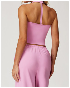 ZC002 Logo personnalisé femmes respirant Gym débardeurs doux séchage rapide Style doux minceur col en v sans manches danse <span class=keywords><strong>exercice</strong></span> haut - Product Image 2