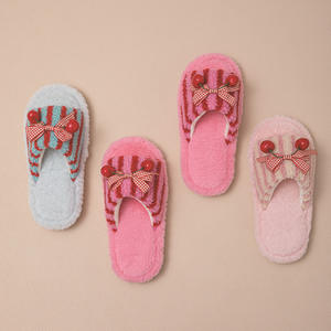 Arc de cerise en peluche ouvert pour femmes rayé pour pantoufles transfrontalier pour <span class=keywords><strong>Amazon</strong></span> contraste couleur respirant coton Maiden Mao - Product Image 3