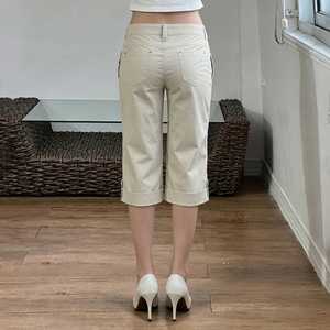 Salopette cargo tissée pour femme, taille basse, coupe droite, avec poches et détails boutonnés, style décontracté, pour le bureau, les trajets quotidiens, l'été et le streetwear, coupe capri - Product Image 6
