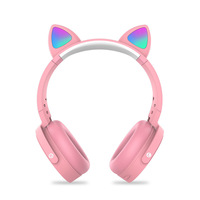 À la mode mignon chat oreille bleu dent casque sans fil casque plusieurs couleurs lumière LED sur la tête casque pour les enfants