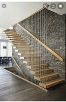 Escalier flottant avec marches en bois, escaliers droits