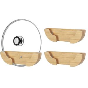 Wooden <b>Pot</b> <b>Lid</b> Storage Rack Wall Mounted Round Durable Cabinet Organizer - Product Image 5