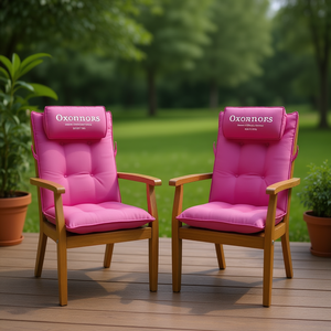 Cuscino per sedia Oxohtors Highback in tessuto Oxford rosa, per esterni, resistente all'acqua, trapuntato, rimovibile, lavabile, set da 2 - Product Image 2