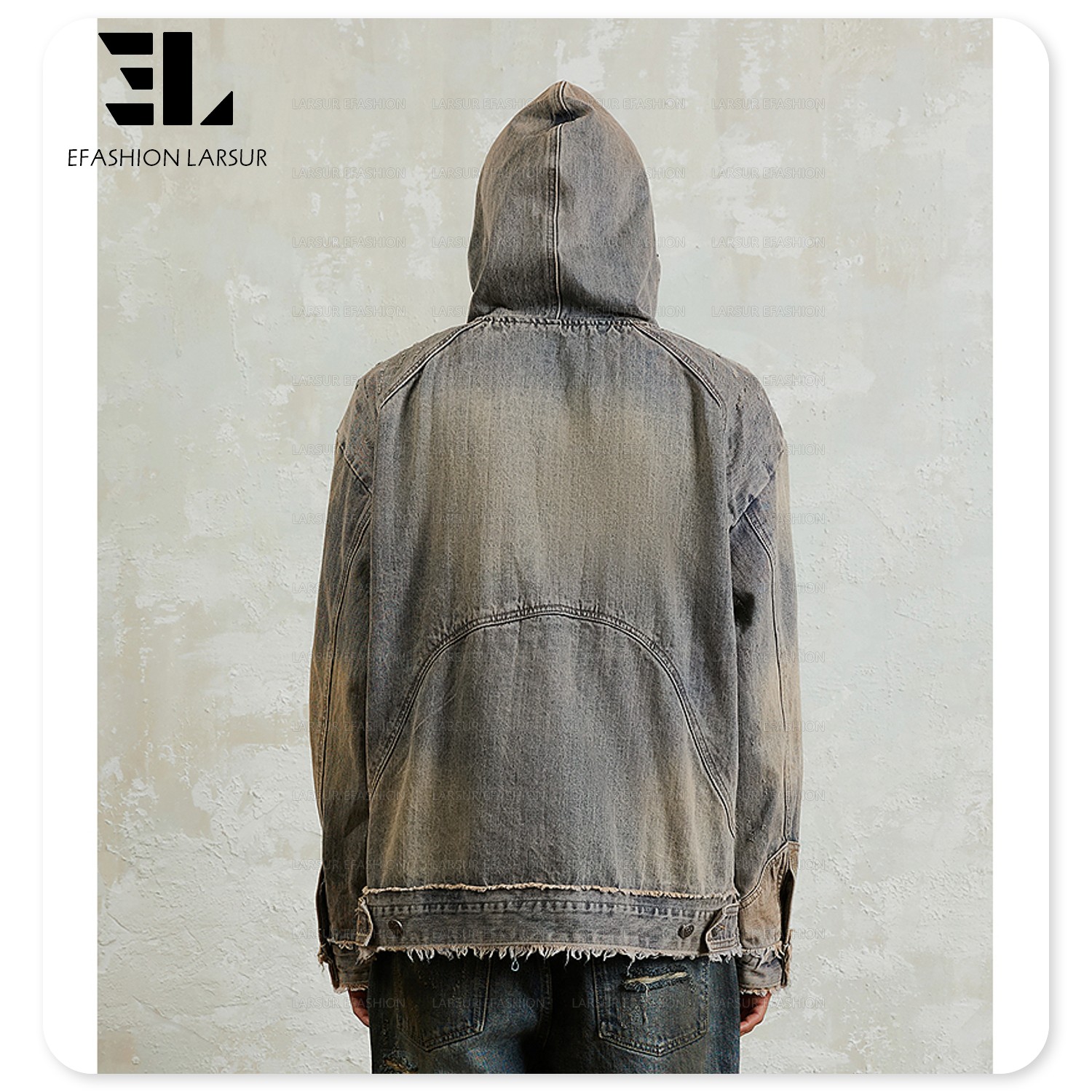 LARSUR Custom Factory Distressed Dirty Mud Wash Ripped Denim