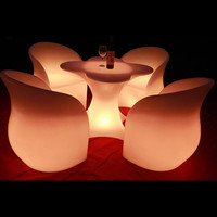 Ensemble de meubles de Bar colorés, fauteuil en polyéthylène, table et chaise de Bar à Led