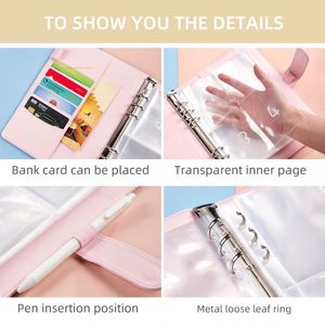 Cheapest A5 100 Envelope Money Savings Challenge Binder, PU Cover Loose-leaf Agenda <b>Notebooks</b>, 100 Day Savings Challenge Binder - Product Image 5