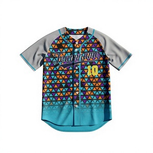 Maillots de baseball uniformes personnalisés en maille unie pour hommes, brodés, à col en V, par sublimation, vente en gros, pour jeunes - Product Image 1