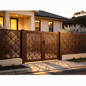 Portails doubles en aluminium découpés au laser, design de clôture métallique pour <span class=keywords><strong>maison</strong></span> - Product Image 1