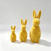 Frühlings-Oster-Hasenfiguren-Set mit Samt-Textur, Paar von Beflockten Hasen, Deko für Wohnzimmer und Schreibtisch