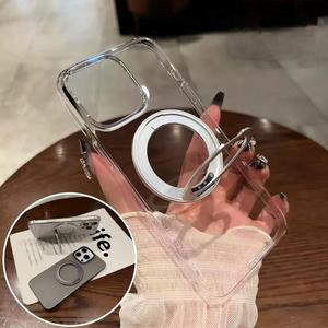 Support rotatif à 360 degrés, compatible <span class=keywords><strong>avec</strong></span> les modèles 16 Pro et 17 Pro Max, <span class=keywords><strong>coque</strong></span> rigide <span class=keywords><strong>transparente</strong></span> en PC haute transparence - Product Image 1