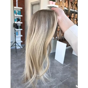 Perruques Swiss Full Lace Perruques ondulées à reflets blond blanc accrocheur <span class=keywords><strong>Champignon</strong></span> racines brunes 100% cheveux humains HD Perruque Lace Front - Product Image 5