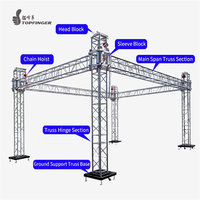 TFR Support de toit en aluminium professionnel pliable pour 290*290 50*2 50*3, pieds réglables, charge lourde, personnalisé, pour éclairage avec certification CE