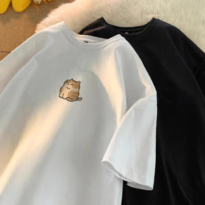 T-shirt décontracté à manches courtes pour homme, style japonais, perlé, écologique, en pur coton, nouveau style d'été, coupe ample pour jeunes - Product Image 4