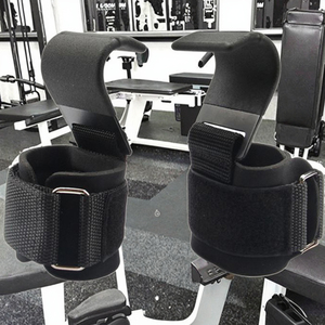 Ganchos de levantamiento de pesas de protección para gimnasio Fitness con muñequeras de neopreno ajustables acolchadas gruesas - Product Image 1