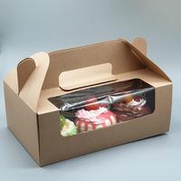 Kotak Takeaway Kertas Sekali Pakai Kerajinan Sandwich Karton Kotak Wedge Segitiga Kotak Sandwich dengan Jendela Kue Pastry Permen