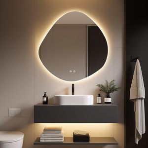 Miroir intelligent LED Art déco moderne, forme irrégulière, verre mural, interrupteur tactile, résistant à l'eau, anti-explosion, durable - Product Image 1