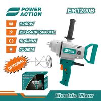 Mélangeur électrique portable Power Action 1200w pour peinture, ciment, béton, mélangeur de perceuse