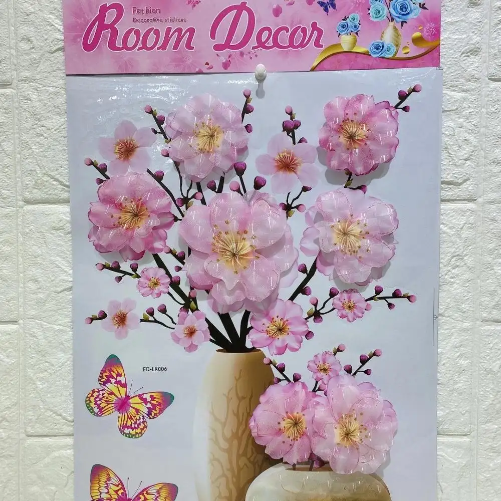 Home Decor Sticker 7D 8D Vaas Bloem Decoratieve Sticker Muursticker 3D Woondecoratie