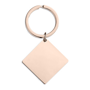 Gantungan Kunci Cermin Baja Anti Karat Persegi Terukir Kartu Bundar Kecil Liontin Kalung Anjing Aksesoris Personalisasi - Product Image 5