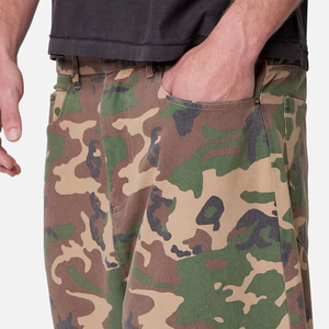 Retro Y2K Camo Twill <b>Shorts</b> <b>Men</b> Loose Fit Knee Length Streetwear <b>3</b>/<b>4</b> Long Baggy <b>Shorts</b> - Product Image 3