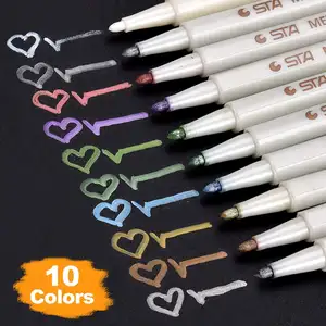 金属记号笔，10种颜色用于制卡，生日问候，DIY相册，废品预订