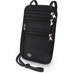 Échantillon Gratuit – Vente en Gros : Pochette de Voyage RFID Noire pour Passeport, Porte-Cartes d'Identité et Portefeuille à Suspendre au Cou - Product Image 1