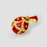 Bijoux personnalisés pour femmes et filles, cadeau de pâques, collier pendentif en cristal russe en émail rouge Style Faberge