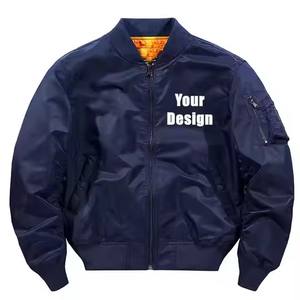 แจ็กเก็ตบอมเบอร์แบบวินเทจแจ็กเก็ตไนลอนสำหรับผู้ชายเสื้อโค้ทนักบิน <span class=keywords><strong>MA1</strong></span>ปักโลโก้ตามสั่ง - Product Image 2