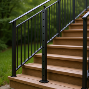 Poteau de garde-corps en câble d'acier inoxydable 42x2x2 pouces pré-percé, kit de main courante d'escalier extérieur - Product Image 2