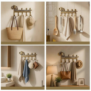 Vintage Elephant <b>Wall</b> Hook <b>Rack</b> With 6 Hooks Metal Antique Style <b>For</b> <b>Keys</b> Hat Scarf Storage - Product Image 6