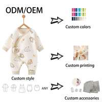 Combinaison pour bébé nouveau-né de 0 à 6 mois, mignonne, avec appliqué matelassé, motif de dessin animé, lavable, 100% coton à l'extérieur, 100% polyester à l'intérieur