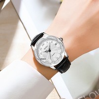 Montre mécanique entièrement automatique pour femme, design ajouré élégant et décontracté, logo personnalisable, cuir véritable, mouvement japonais MIYOTA