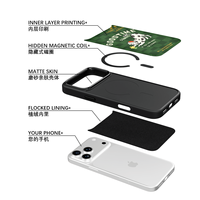 Coque de téléphone AG Feeling Black Edge avec motif chien doré attrapant une fleur pour iPhone 17, 17 Pro Max, 16 Pro, 15 – Coque magnétique